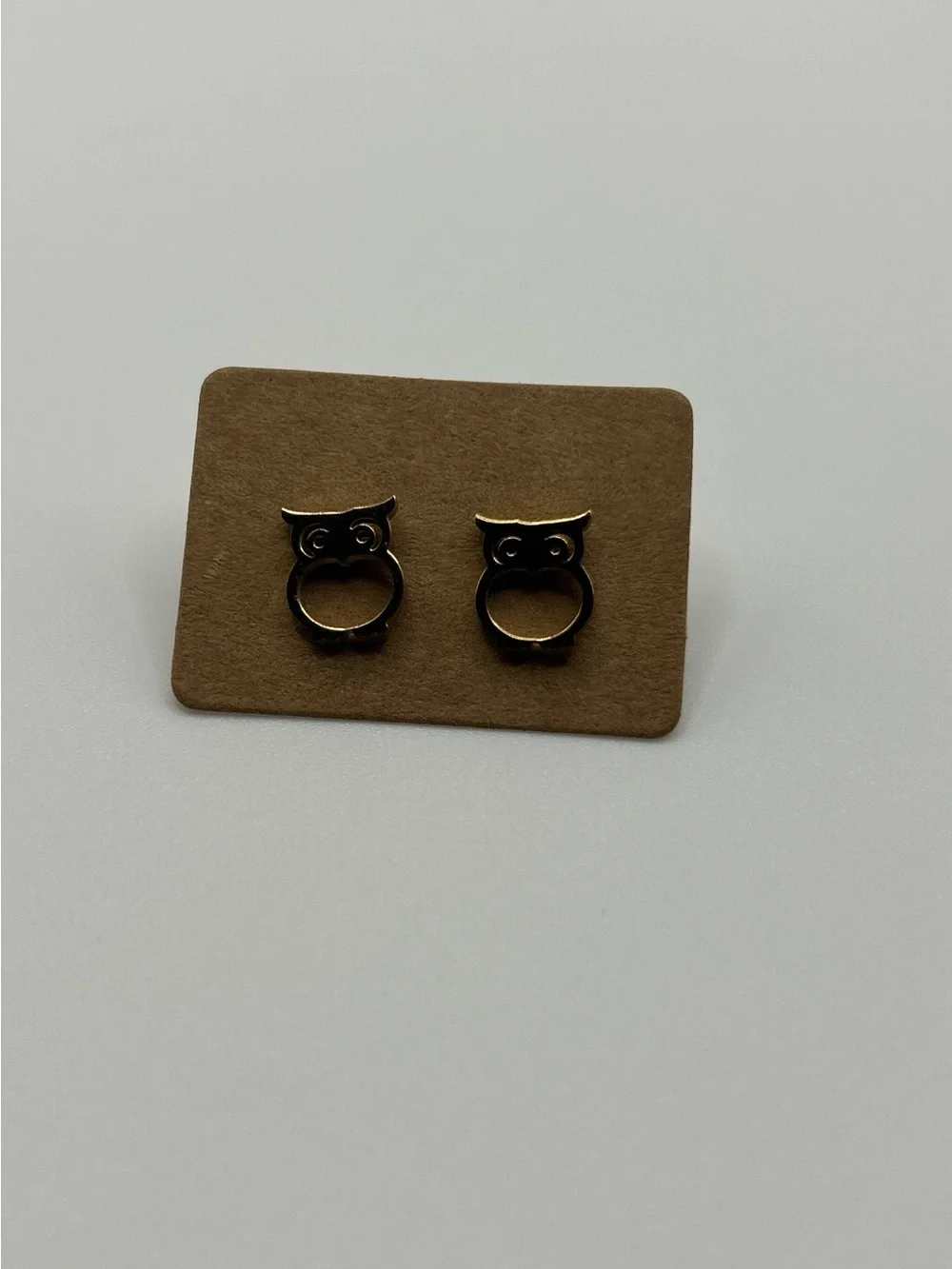 Owl Stud Earrings — Gold Tone